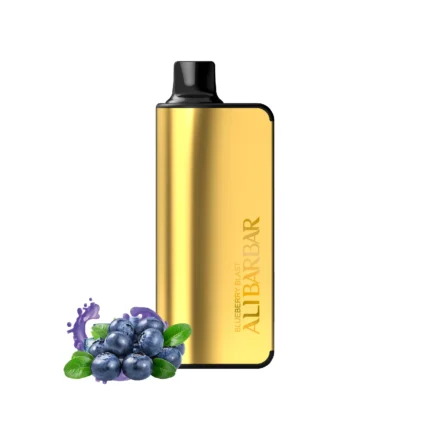 Alibarbar 9k Blueberry Blast disposable vape with Blue Razz Ice and Mango Peach flavors