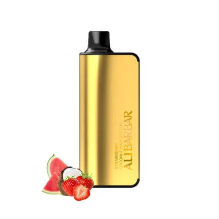 Alibarbar 9k Strawberry Coconut disposable vape with Blue Razz Ice and Mango Peach flavors