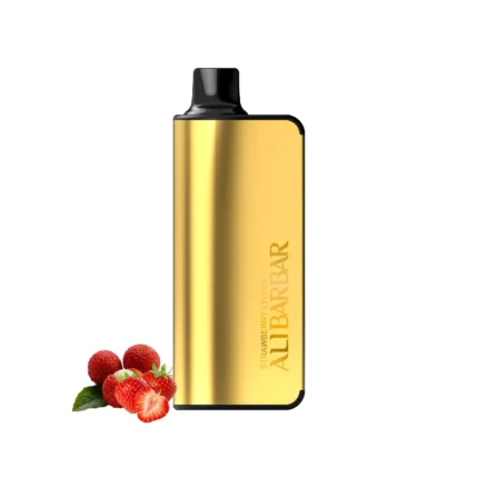 Alibarbar 9000 Strawberry Lychee disposable vape with Blue Razz Ice and Mango Peach flavors