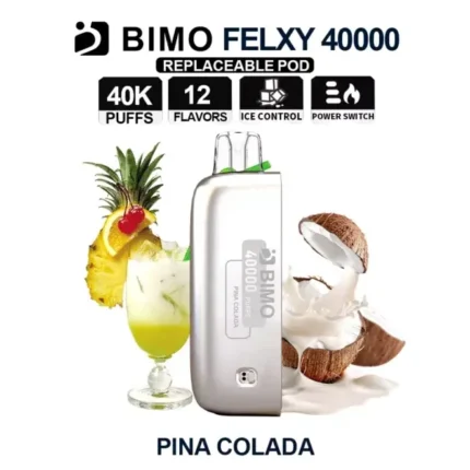 Bimo Felxy 40000 Pod Pina Colada – high-capacity pod vape with tropical flavor, LED display, and 40,000 puff performance