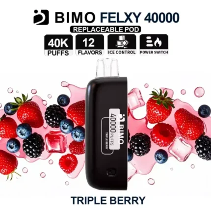 Bimo Felxy 40000 Pod Triple Berry sleek pod and packaging