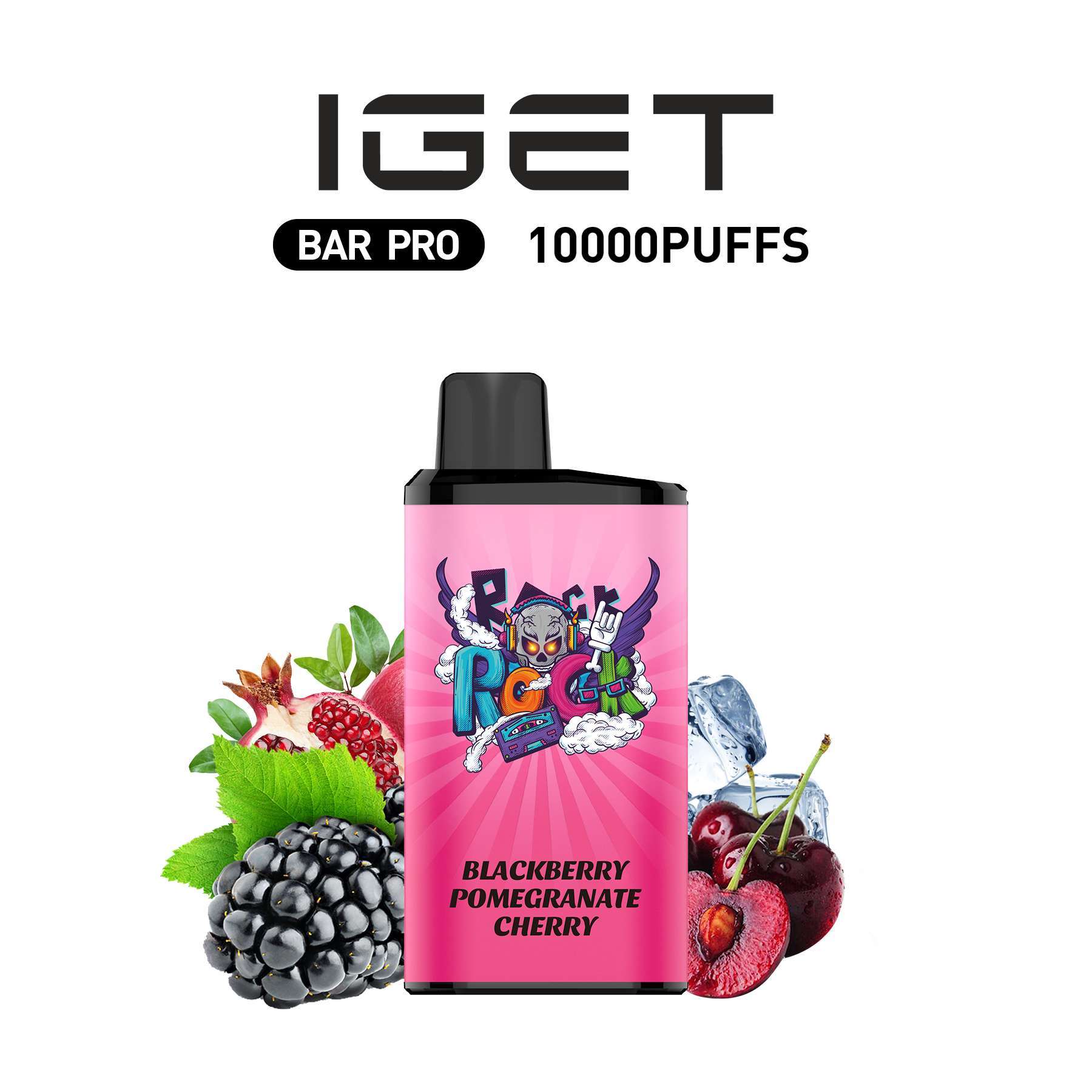 IGET-BAR-PRO-BLACKBERRY-POMEGRANATE-CHERRY IGET BAR PRO Blackberry Pomegranate Cherry disposable vape close-up