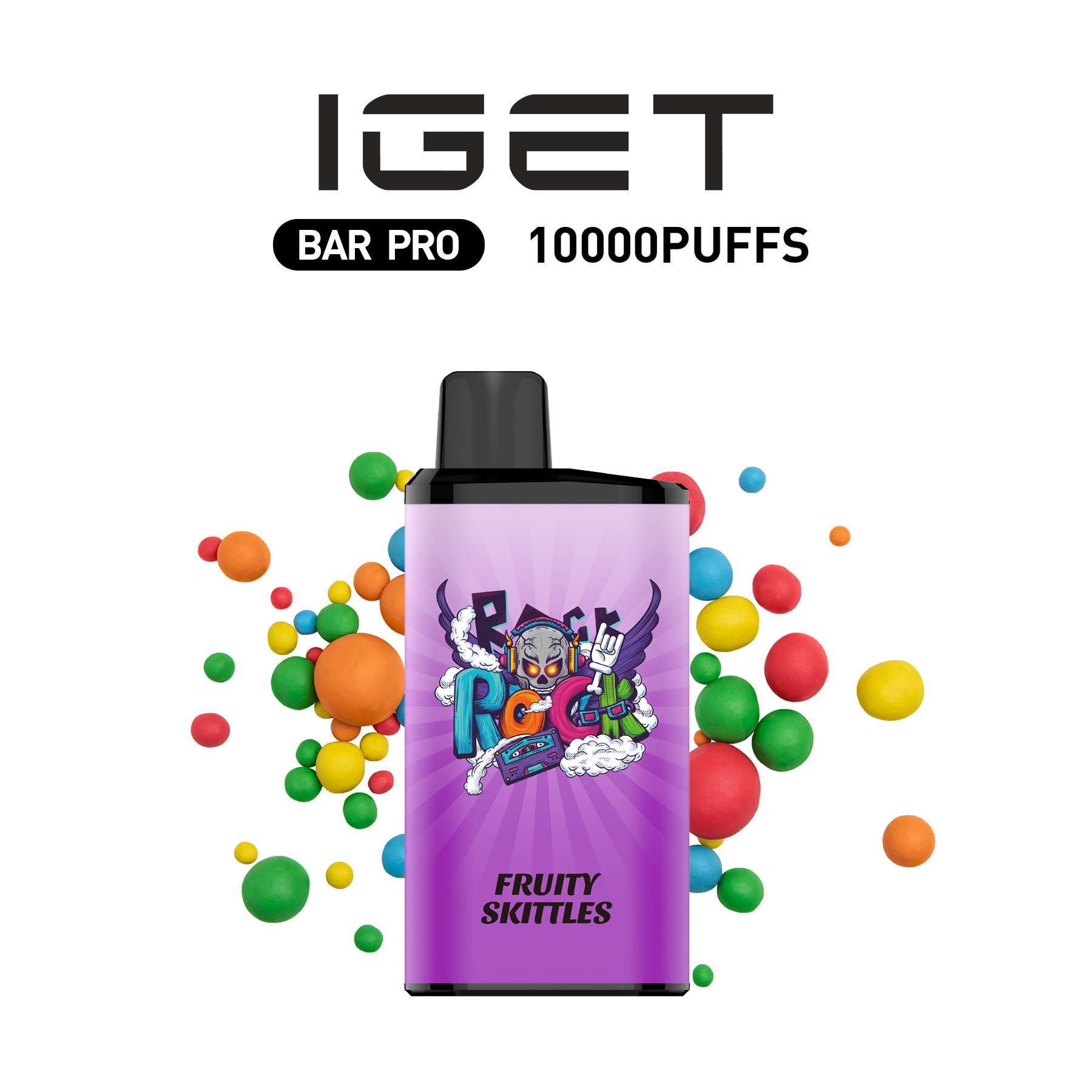 IGET-BAR-PRO-FRUITY-SKITTLES IGET BAR PRO Fruity Skittles disposable vape close-up