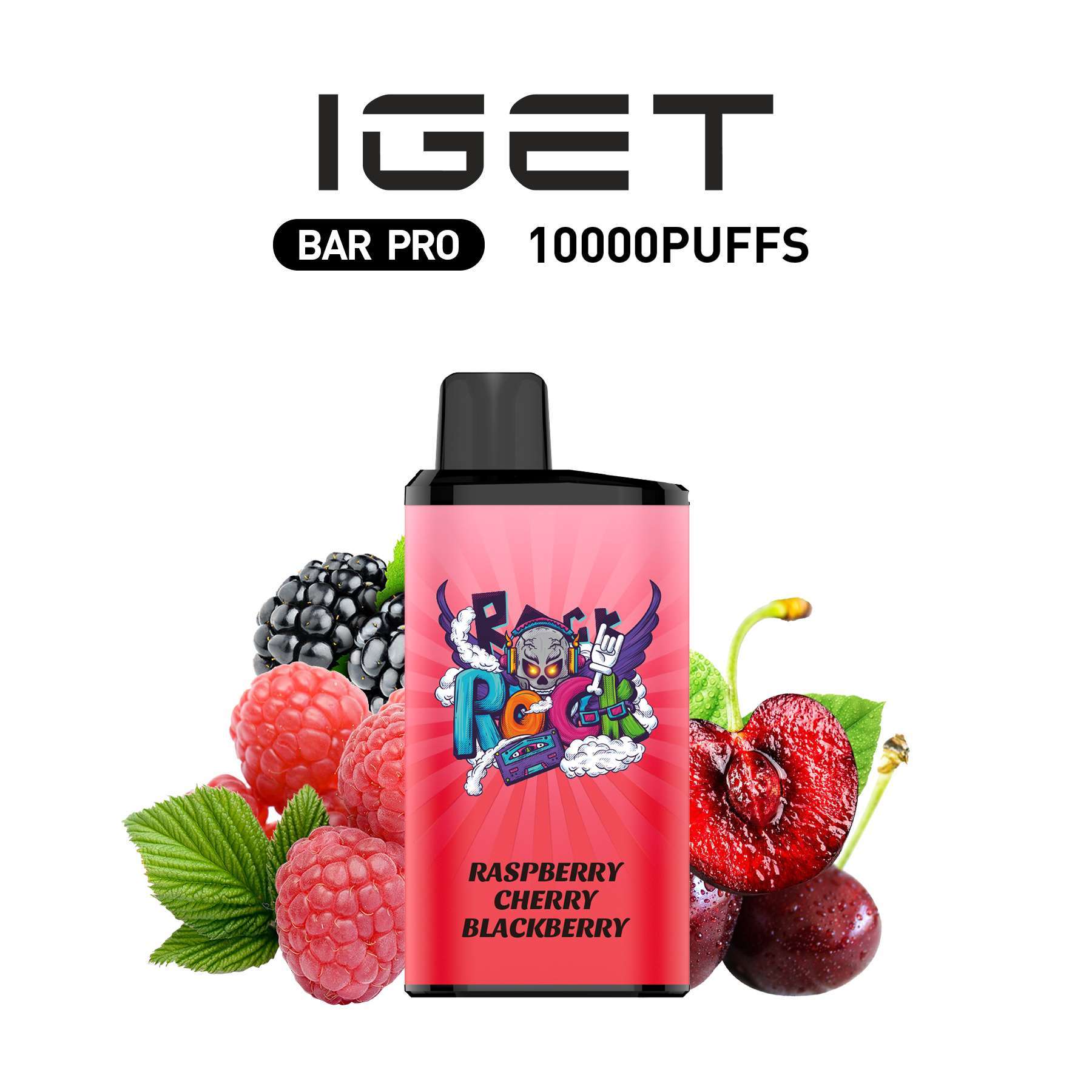 IGET-BAR-PRO-RASPBERRY-CHERRY-BLACKBERRY IGET BAR PRO Raspberry Cherry Blackberry disposable vape close-up
