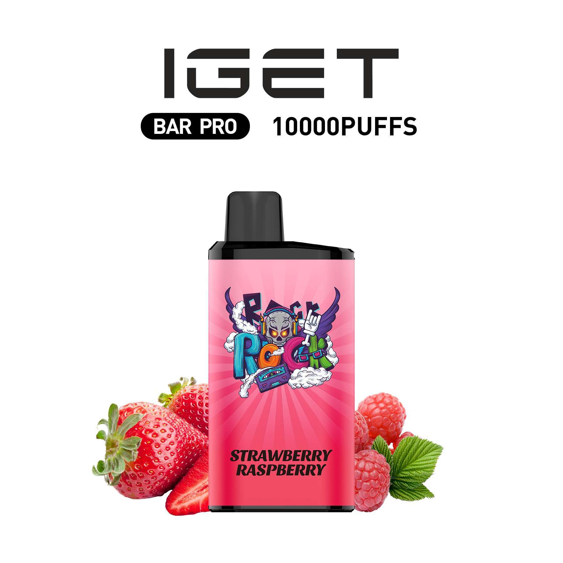 IGET-BAR-PRO-STRAWBERRY-RASPBERRY IGET BAR PRO Strawberry Raspberry disposable vape close-up