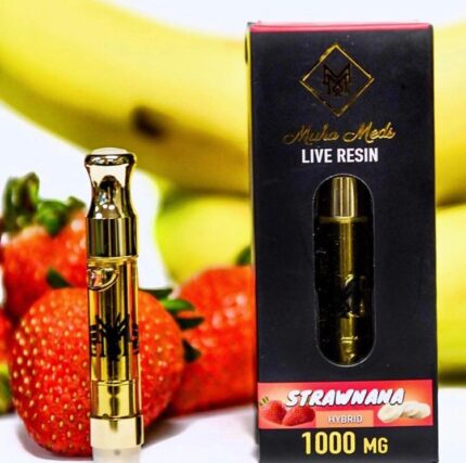 muha meds strawana flavor strawberry banana hybrid vape cartridge