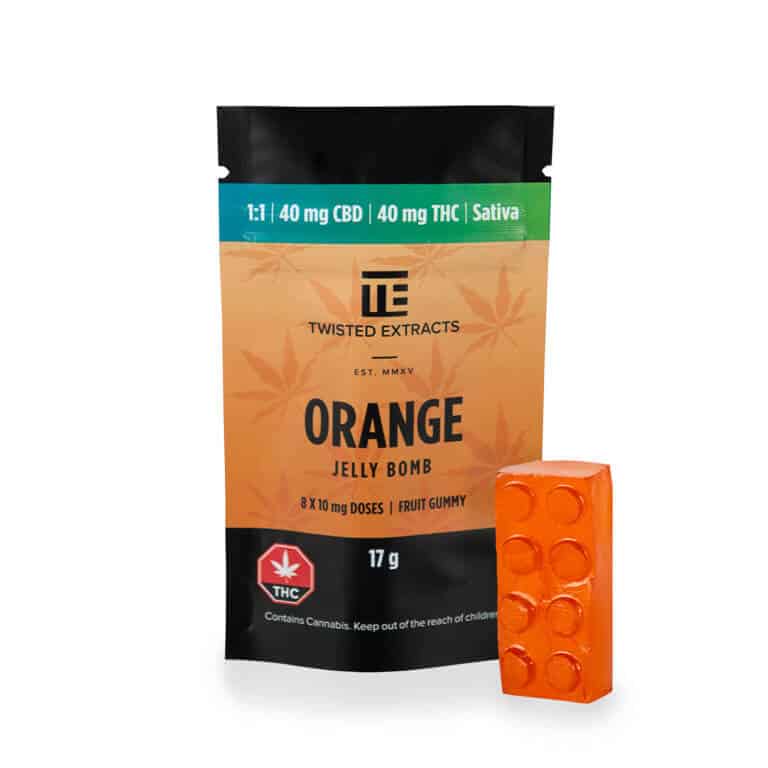 Orange SATIVA 1:1 JELLY BOMBS – Twisted Extracts Orange SATIVA 1:1 JELLY BOMBS – Twisted Extracts