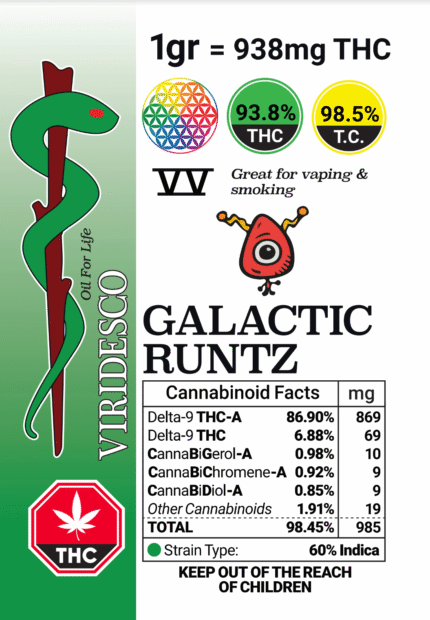 Viridesco Shatter Galactic Runtz premium shatter concentrate