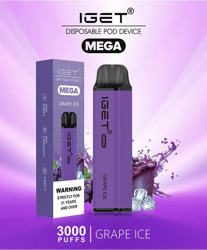 IGET Mega Grape Ice (3000 Puffs) IGET Mega Grape Ice disposable vape device