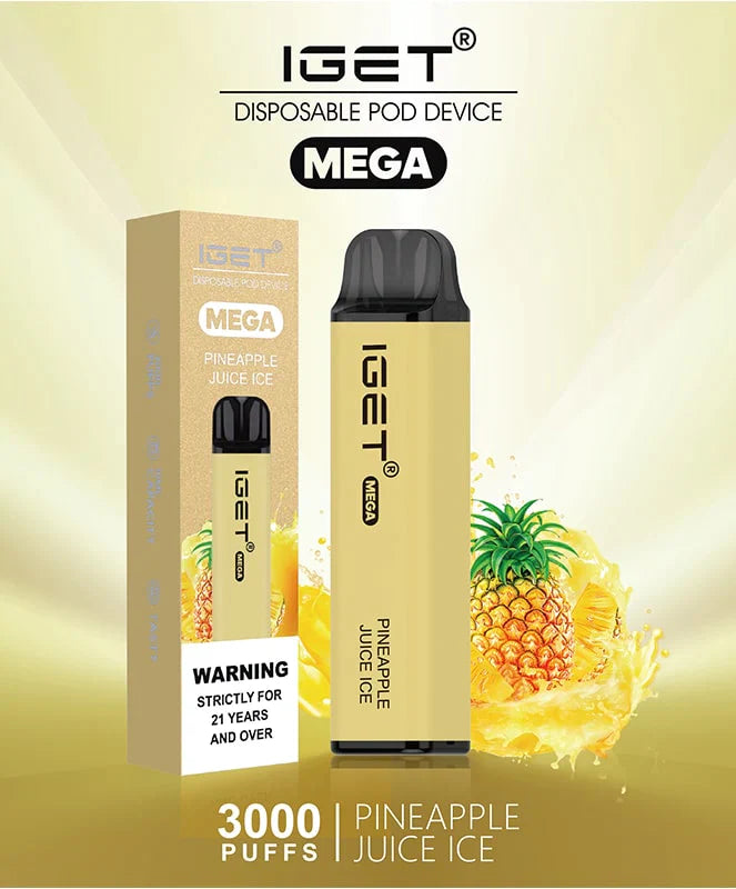 IGET Mega Pineapple Juice Ice (3000 Puffs) iget-mega-pineapple-juice-ice-vape-device