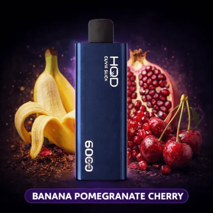 hqd cuvie slick 6000 banana pomegranate cherry vape device with banana, pomegranate, and cherry flavor