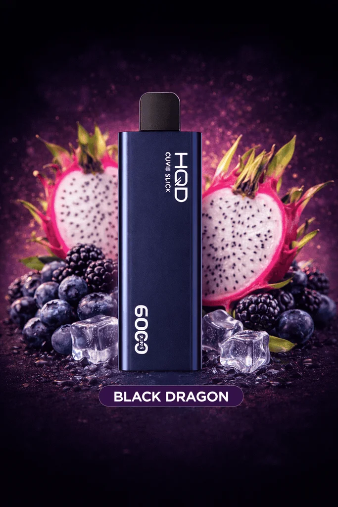 black-dragon-hqd-cuvie-slick-6000 hqd cuvie slick 6000 black dragon vape device front view