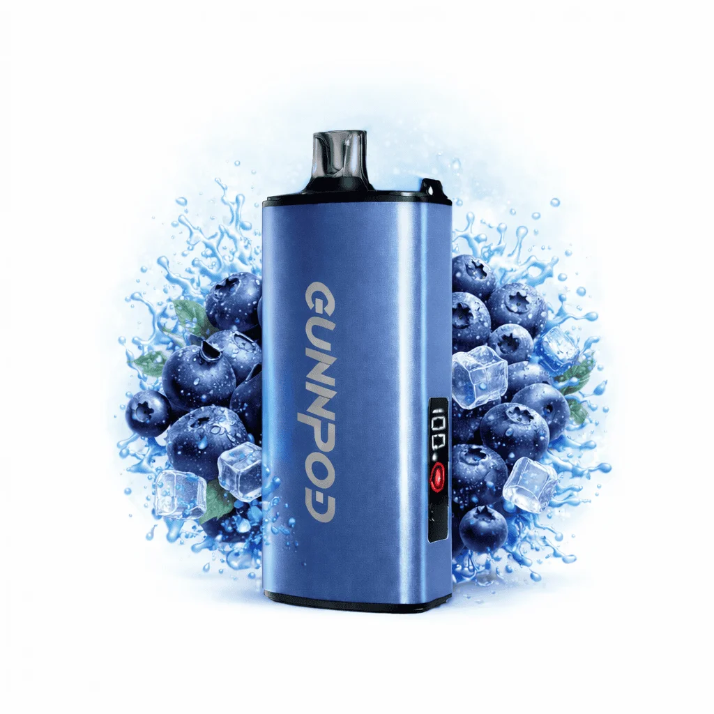 blueberry-ice-gunnpod-evo-15-000 GUNNPOD EVO 15000 BLUEBERRY ICE vape device with blueberry and ice flavor