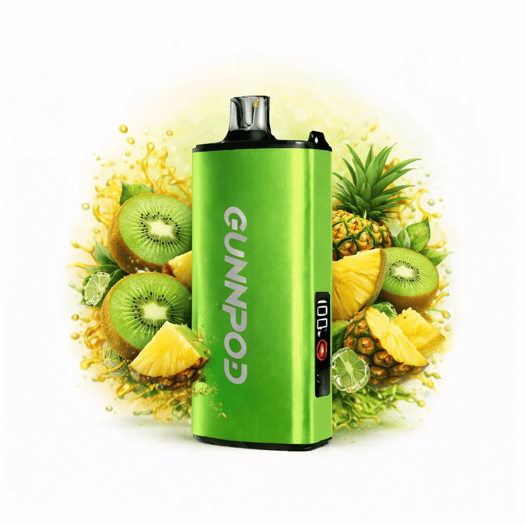 kiwi-pineapple-ice-gunnpod-evo-15-000 GUNNPOD EVO 15000 KIWI PINEAPPLE ICE vape device with kiwi and pineapple ice flavor