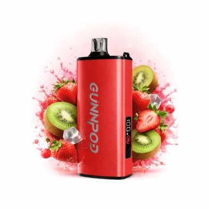 gunnpod evo 15000 strawberry kiwi ice vape device with strawberry and kiwi ice flavor
